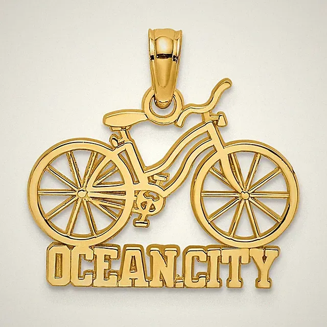 14k Yellow Gold OCEAN CITY Bicycle Charm