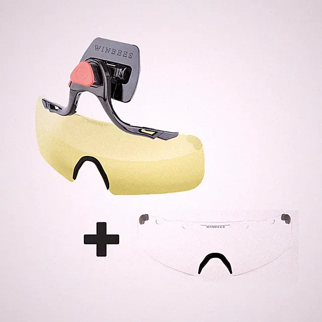 [2 Lens] Winbees Sports Sunglasses, Attachable Helmet Sunglasses Over Eyeglasses