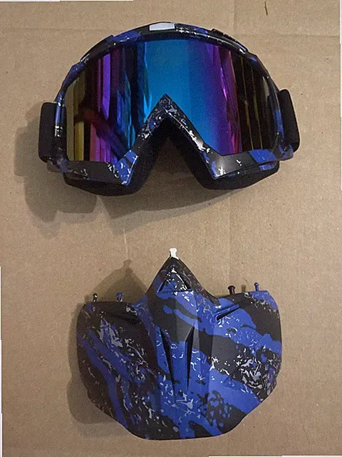 2 Piece Motorcycle Goggles With Shield Attachment Motorcycle Glasses Shades NEW