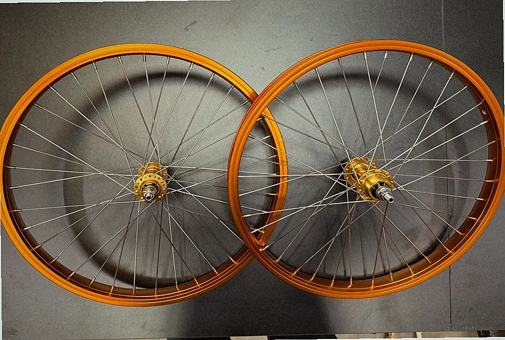20”x 1.75” 36 Spoke Freewheel Alloy Gold Bicycle/BMX Wheel Set, Sealed Bearings