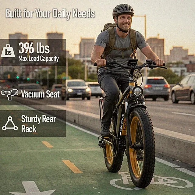 26" Fat Tire Electric Bikes for Adults 1500W 34MPH 60Mile Fast Mountain Bicycle