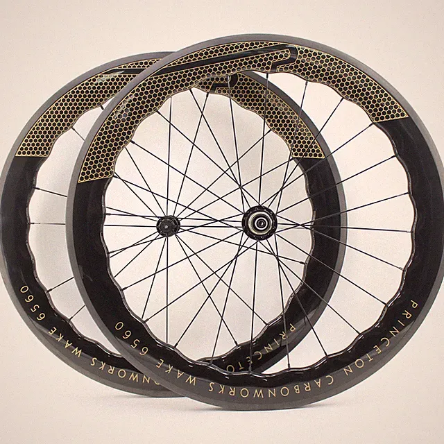 700C 6560 Depth Carbon Fibre Road Bike Wave Wheelset V Brake Clincher Tubeless