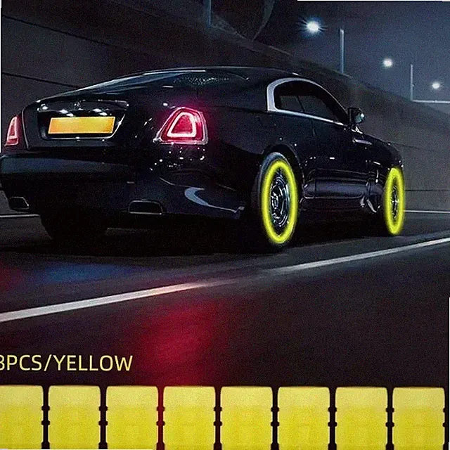 8pcs Luminous Tire Valve Caps Universal Bike Motorcycle Wheel Night Decor Abs