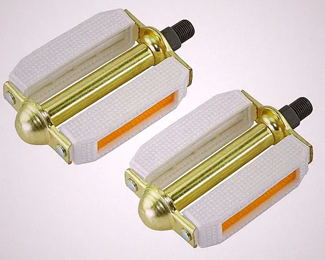 ABSOLUTE BICYCLE BLOCK PVC PEDALS 507 IN WHITE/GOLD COMPATIBLE WITH 1/2 CRANK.