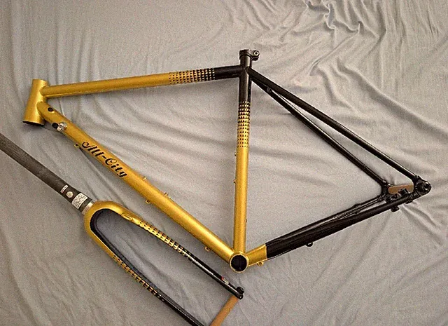 All-City Zig Zag 46cm Gold/Black Steel Road Bike Frame & Fork Set 700C