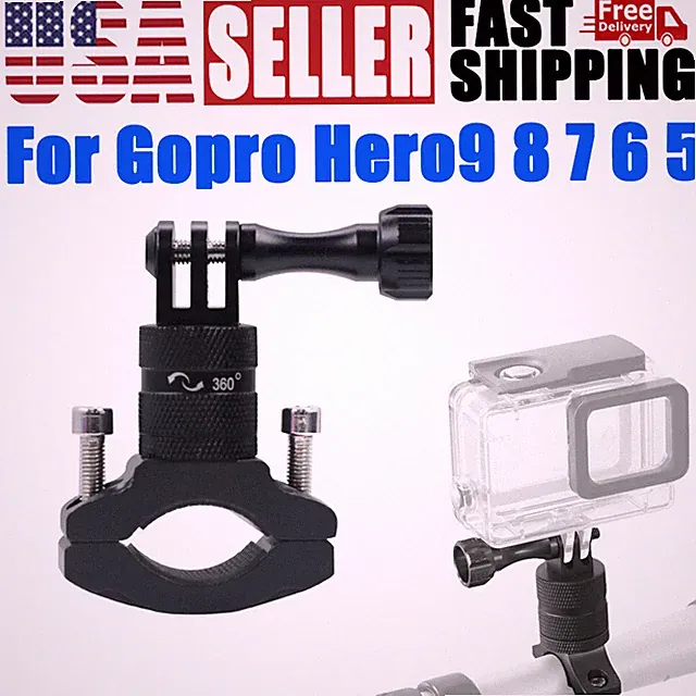 Bicycle Motorcycle Bike Handlebar Pole Mount Holder Clamp For Gopro Hero9 8 7 6