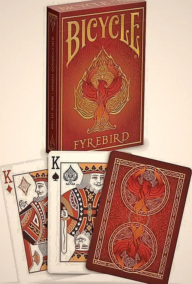 Bicycle Playing Cards FYREBIRD Deck Premium Gold Foil Tuck Case Red Fire Custom