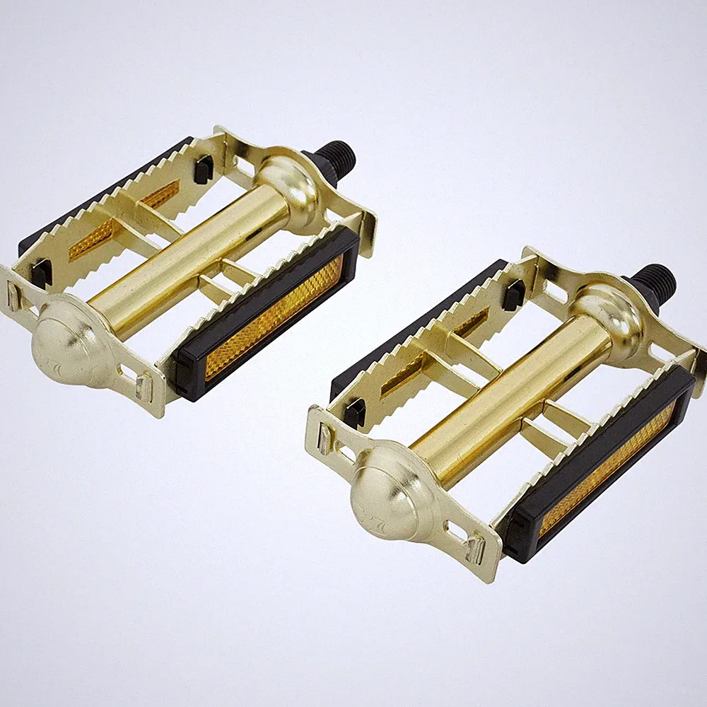 BICYCLE STEEL PEDALS 616 COMPATIBLE WITH 1/2" CRANKS GOLD