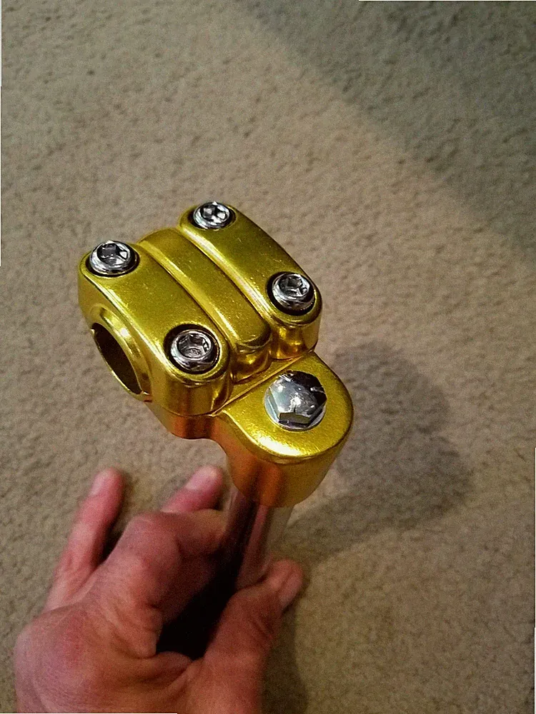 BMX FREESTYLE BICYCLE GOOSENECK STEM 21.1mm GOLD ANODIZED,CRUISER,SCHWINNS,13/16