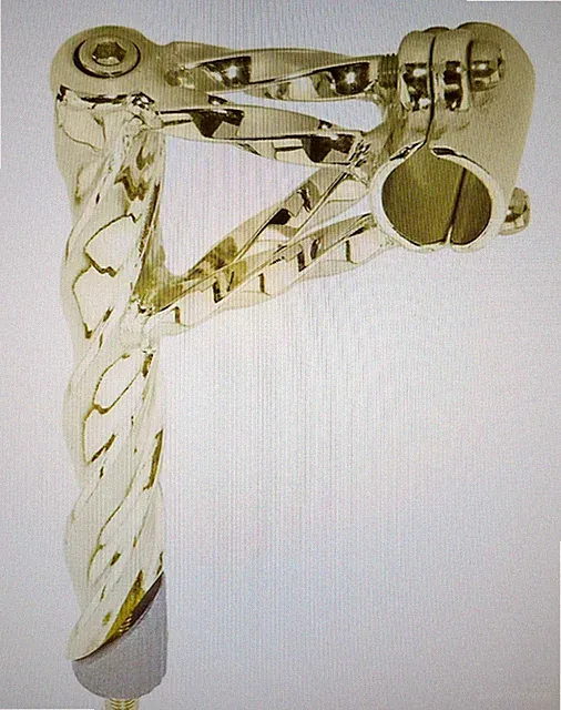 DOUBLE TWISTED GOOSENECK/ STEM 21.1MM LOWRIDER BICYCLES, CRUISER,GOLD