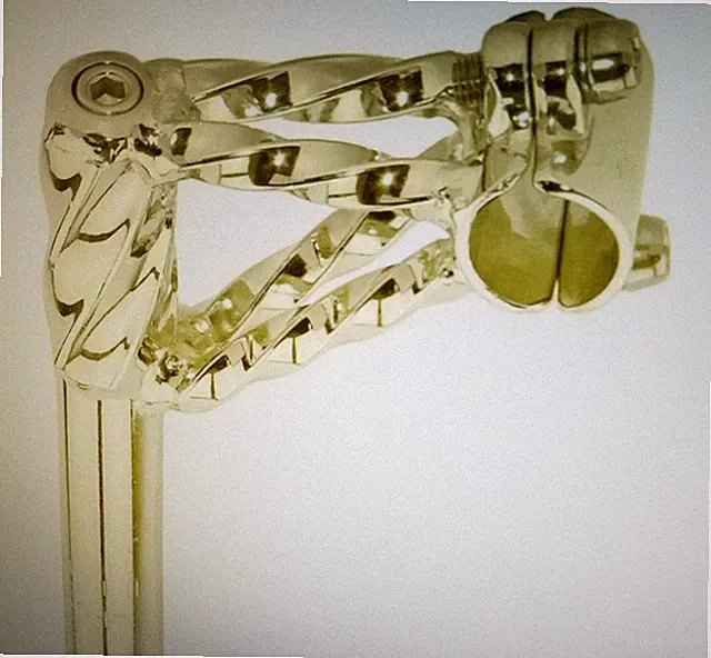DOUBLE TWISTED GOOSENECK/ STEM 22.2MM LOWRIDER BICYCLES, CRUISER,GOLD
