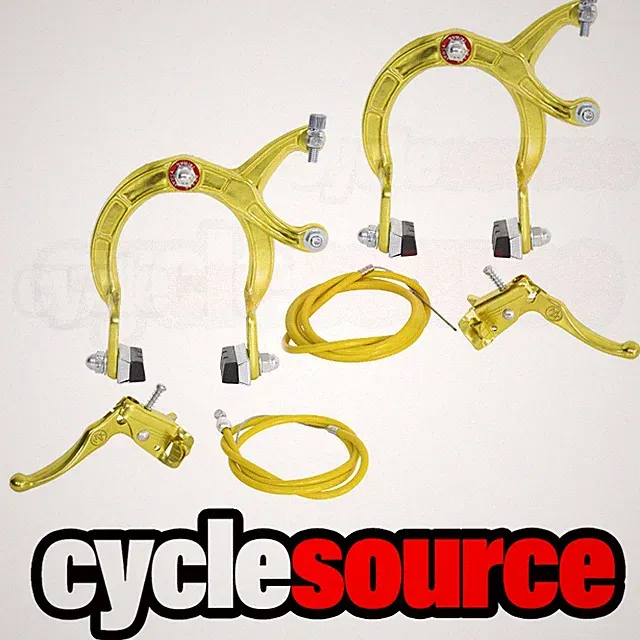 ENIX BMX Brake FRONT & REAR SET Alloy GOLD Bike Bicycle Caliper Cable Lever