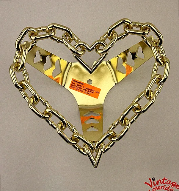 F&R LOWRIDER HEART STYLE CHAIN BICYCLE BIKE STEERING WHEEL IN GOLD.