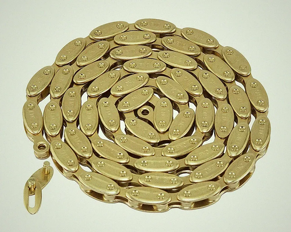 FNC Olive BMX Bicycle Chain 1/2” x 1/8” 100 Links Single Speed Gold Freestyle.