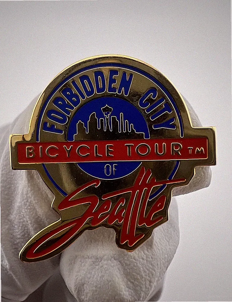 Forbidden City Bicycle Tour of Seattle Gold Tone Pin.