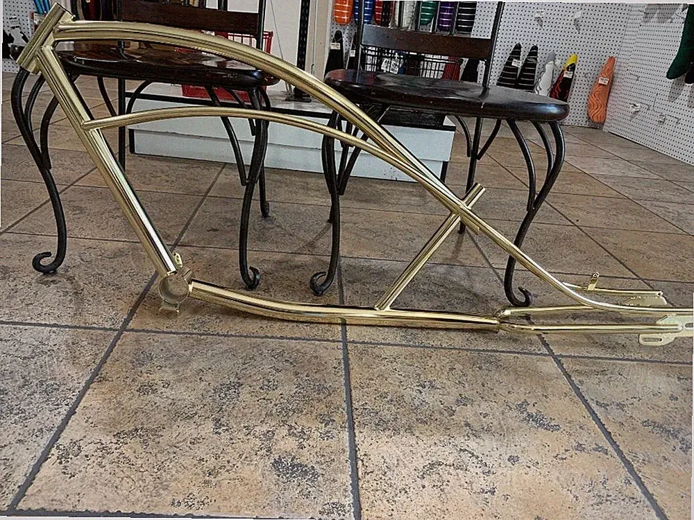 GOLD 26" STRETCH BEACH CRUISER BIKE FRAME limo LOWRIDER CHOPPER BICYCLE