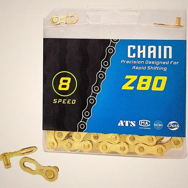 Gold 6/7/8 Speed Bike Chain, 1/2X3/32 Inch, 116 Links, Alloy Steel, Triple