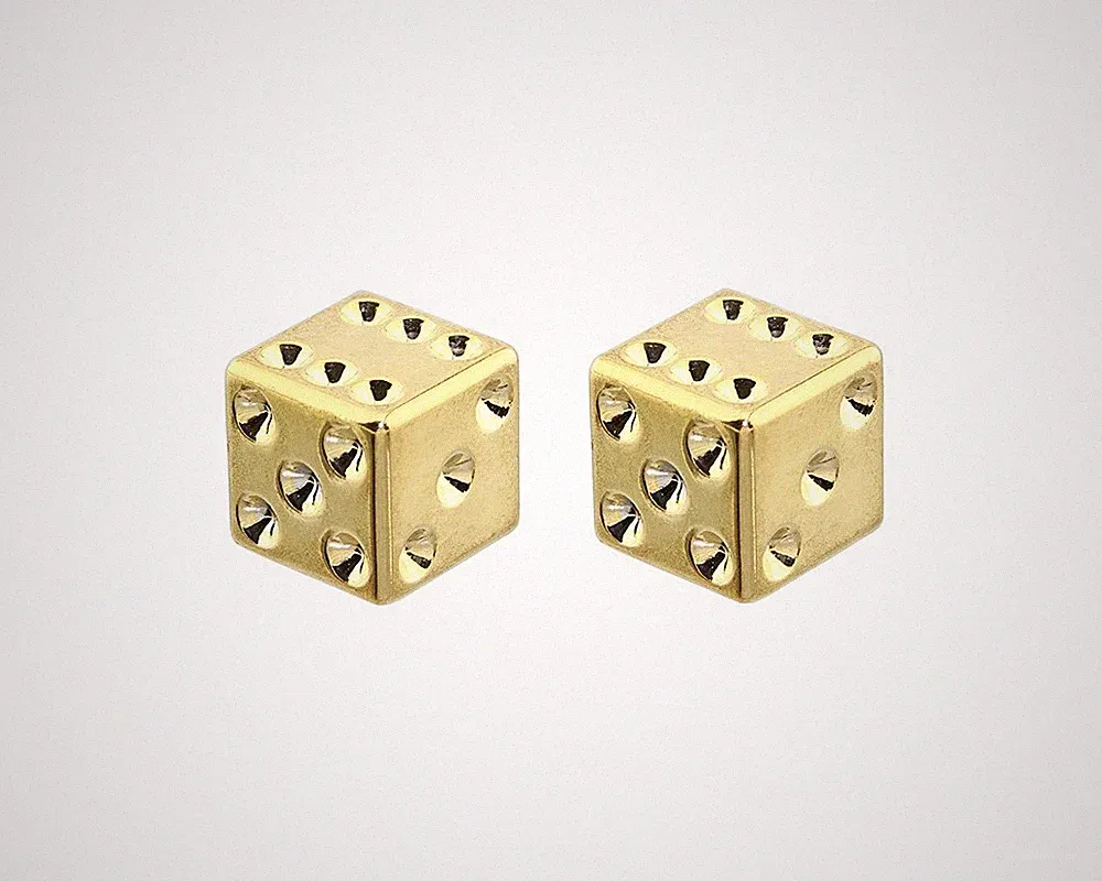 GOLD Dice Bicycle Valve Caps Lowrider BMX Chopper Bike Beach Cruiser Schrader.