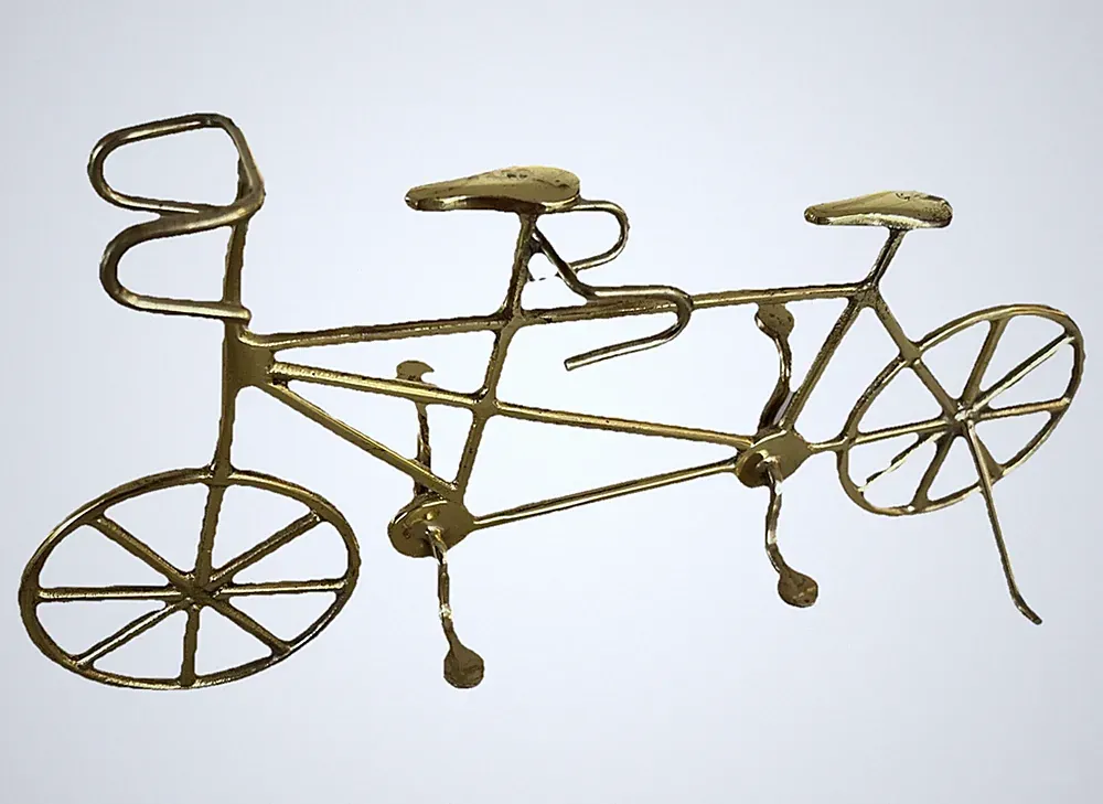 Gold Metal Tandem Bicycle Home Decor Art Deco Gold Brass Tone Measure 3 X 6 X 12