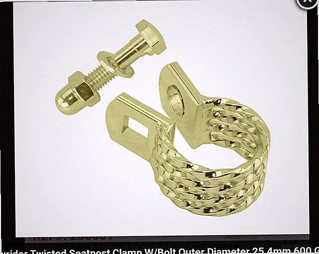 GOLD QUADRUPLE TWISTED BICYCLE SEAT CLAMP 25.4 MM, CRUISER LOWRIDER BIKES