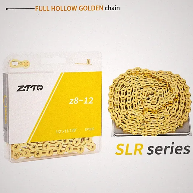 Golden Oil Slick All Speed 8 9 11 12 Bicycle Chain Hollow Light Weight Durable