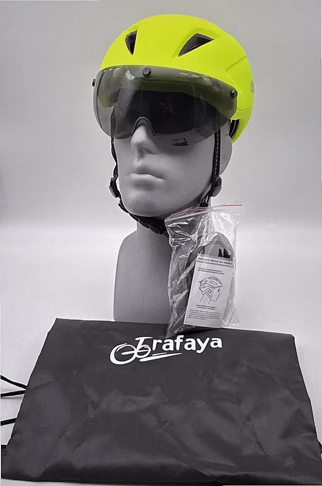 Irafaya Bicycle Helmet Neon Yellow Size L 58-61 cm. Adjustable Goggles Included