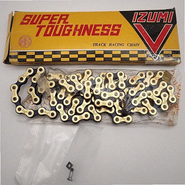Izumi V Super Toughness Gold & Black 1/8" Fixed-Gear Track Bike Chain NJS OPEN