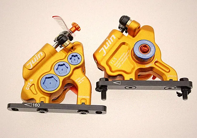 Juin Tech GTF6 Cyclocross Bicycle 6-Piston Hydraulic Brake Caliper Set Gold
