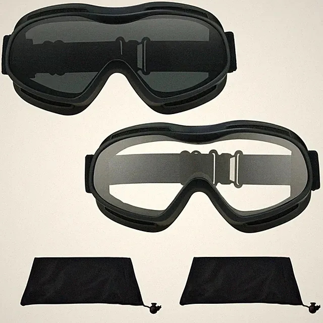 Motorcycle Goggles That Fit Over Glasses w/ Strap Yellow Clear Dark Grey Lens