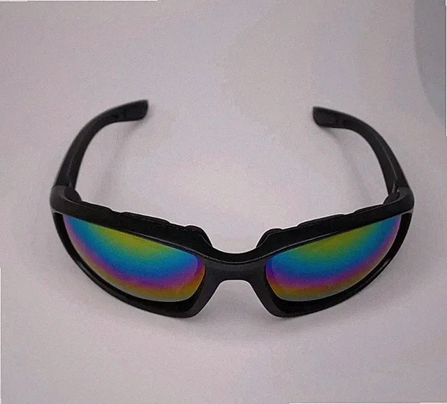 Motorcycle Riding Cycling Goggles Glasses Dark Tinted Lenses Black Plastic Frame