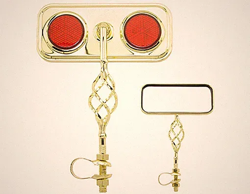 ONE Bike Rectangle Cage Mirror Gold Red Reflectors. Bike parts,Bicycle parts.