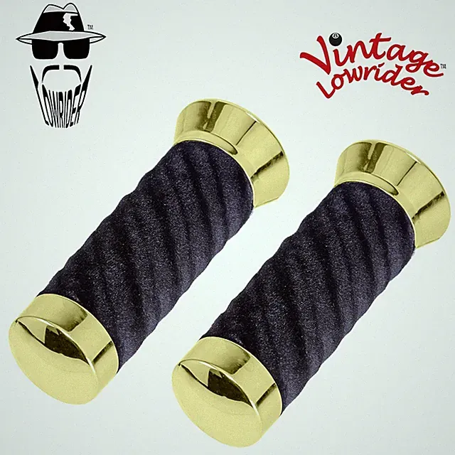 Original Lowrider Bicycle Grips Velour Gold/Black Two-Tone Bicycles Grips Bike