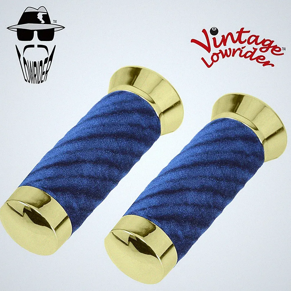 Original Lowrider Bicycle Grips Velour Gold/Blue Two-Tone Bicycles Grips Bike