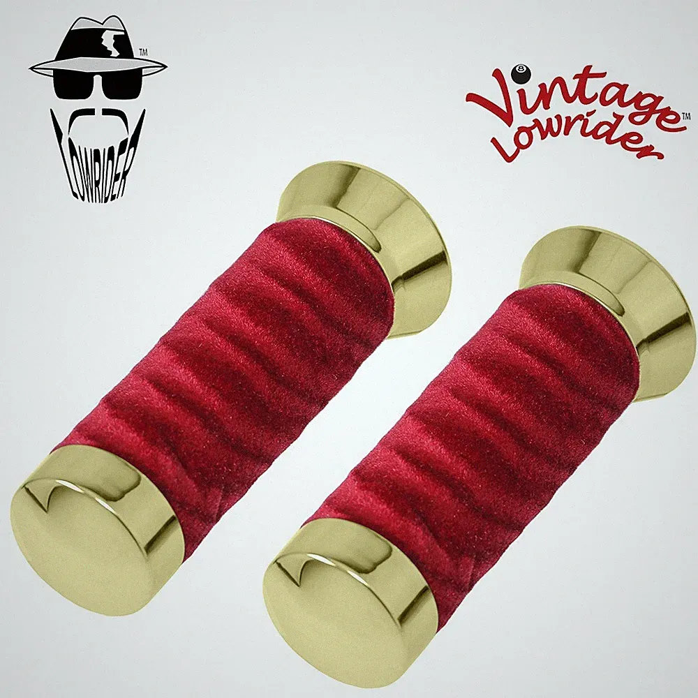 Original Lowrider Bicycle Grips Velour Gold/Red Two-Tone Bicycles Grips Bike