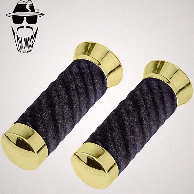 Original Lowrider Custom Swirl Velour Handlebar Grips 7/8" x 130mm – Gold/Black.