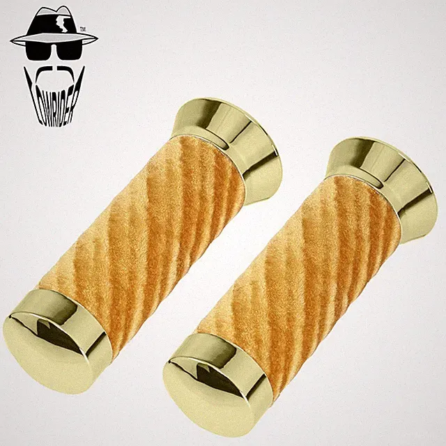 Original Lowrider Custom Swirl Velour Handlebar Grips 7/8" x 130mm – Gold/Gold.