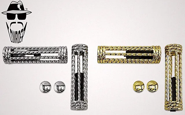 ORIGINAL LOWRIDER Triple Square Twist Grips Chrome/Gold Bicycle Lowrider Cruiser