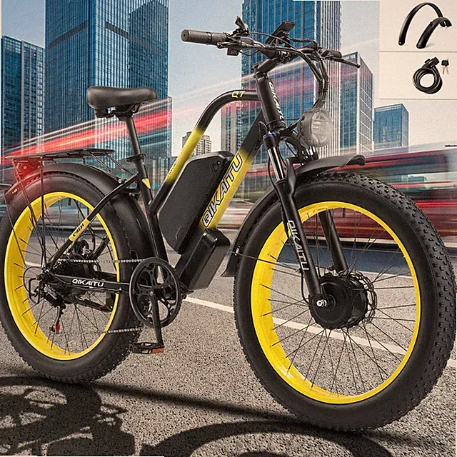 Peak 4000W Dual Motor Q7 E-Bike For Adult 48V/23Ah Lithium Battery 24" FatTire