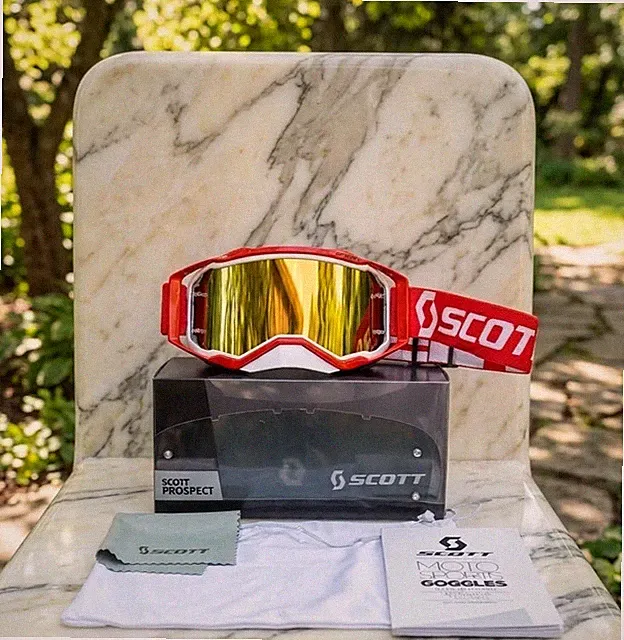 Scott Prospect Motocross Goggles Red Gold Mirror Lens MX Off Road Bike New Box