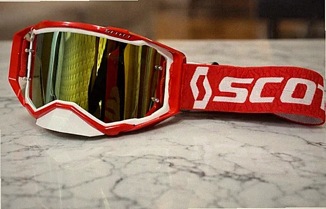 SCOTT Prospect WFS Roll Off Goggles Red White Chrome Lens Dirt Bike Collectible