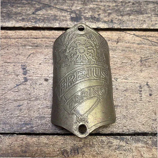 Vintage Frejus Torino Bicycle Head Badge Gold Metal Italy Bike Headbadge