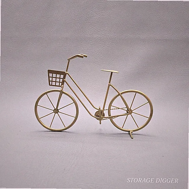 Vintage Gold Tone Metal Tabletop Mini Bicycle Sculpture 9" Long, Free Standing