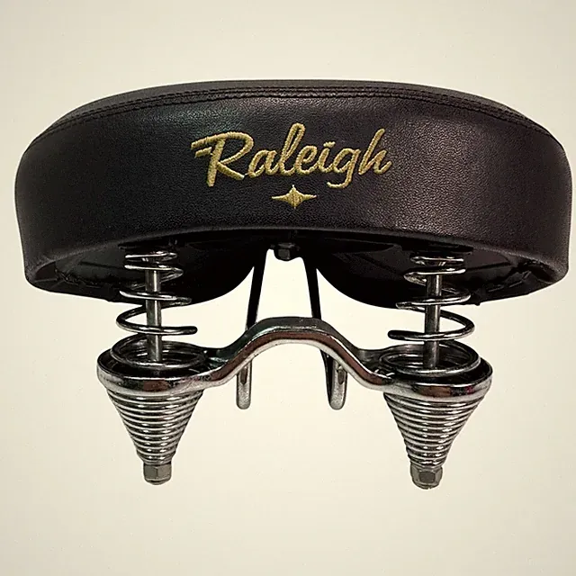 Vintage Raleigh Velo 767 Mattress Bicycle Saddle Cruiser Seat Black Gold Logo